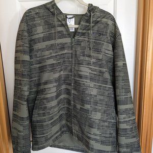 Adidas Printed Drawstring Hooded Zip Up Jacket Olive Green
